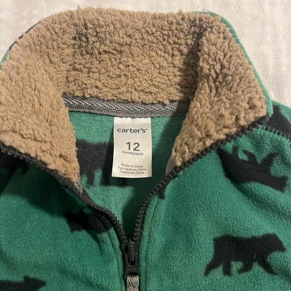 Carters Vest size 12 months green zips up with print super cute - Picture 2 of 3
